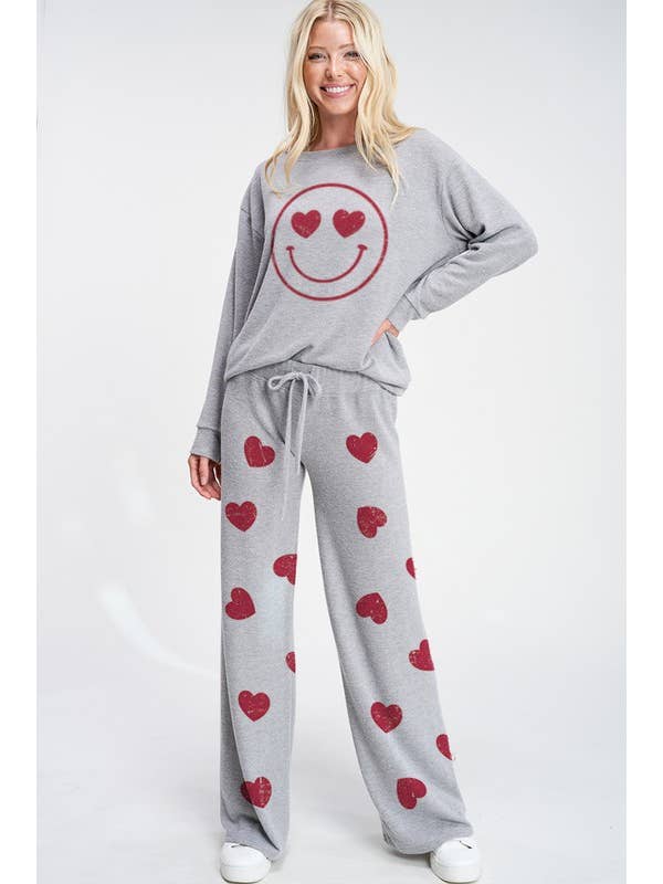 Lemon Tree - Wholesale Lounge Set - Women's - Heart smile sleep lounge wear set
