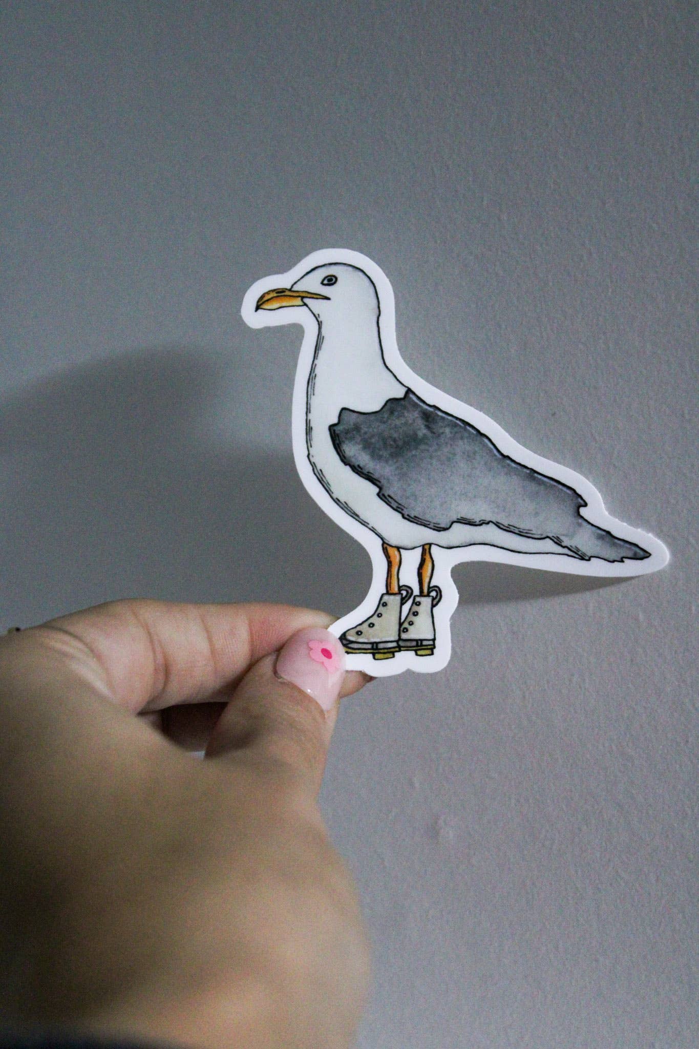 Scribbles and Doodlez - Wholesale Sticker - Seagull with Maine Boots | Watercolor Sticker1