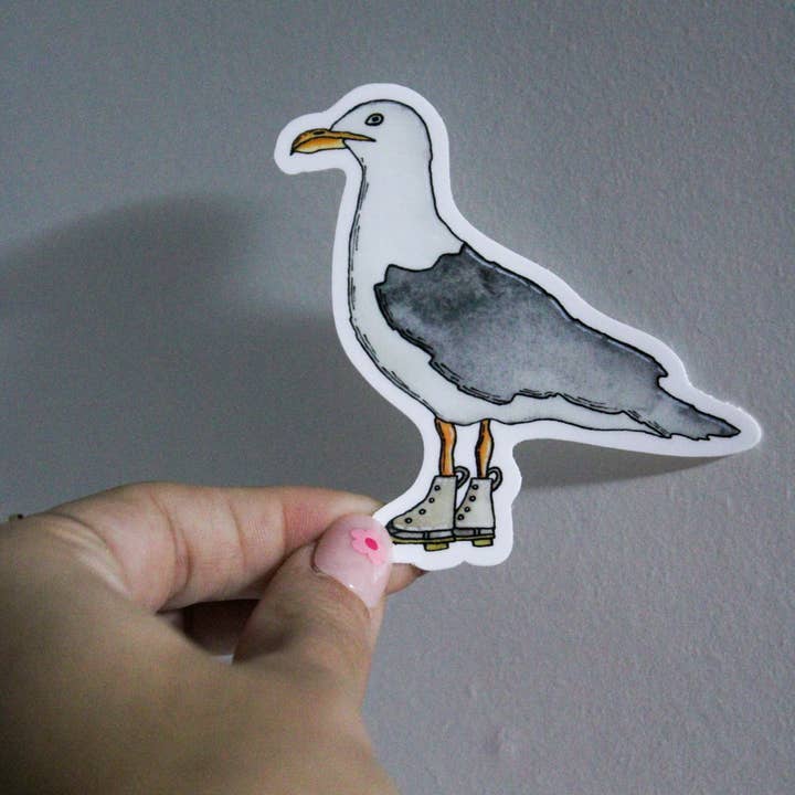 Scribbles and Doodlez - Wholesale Sticker - Seagull with Maine Boots | Watercolor Sticker1
