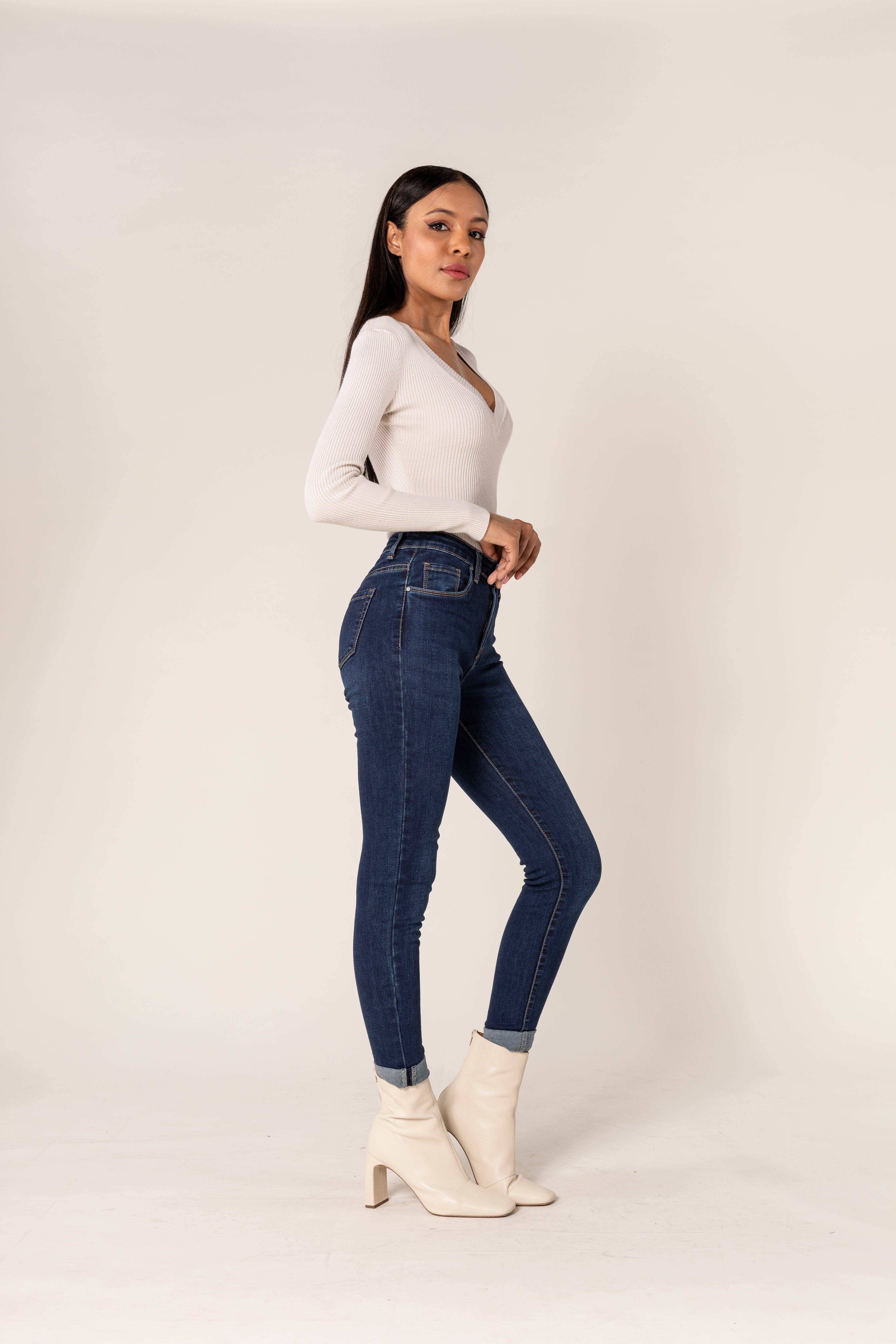 Nina Carter – Engroshandel Jeans - Dame – P078 stretch skinny bukser med høj talje38