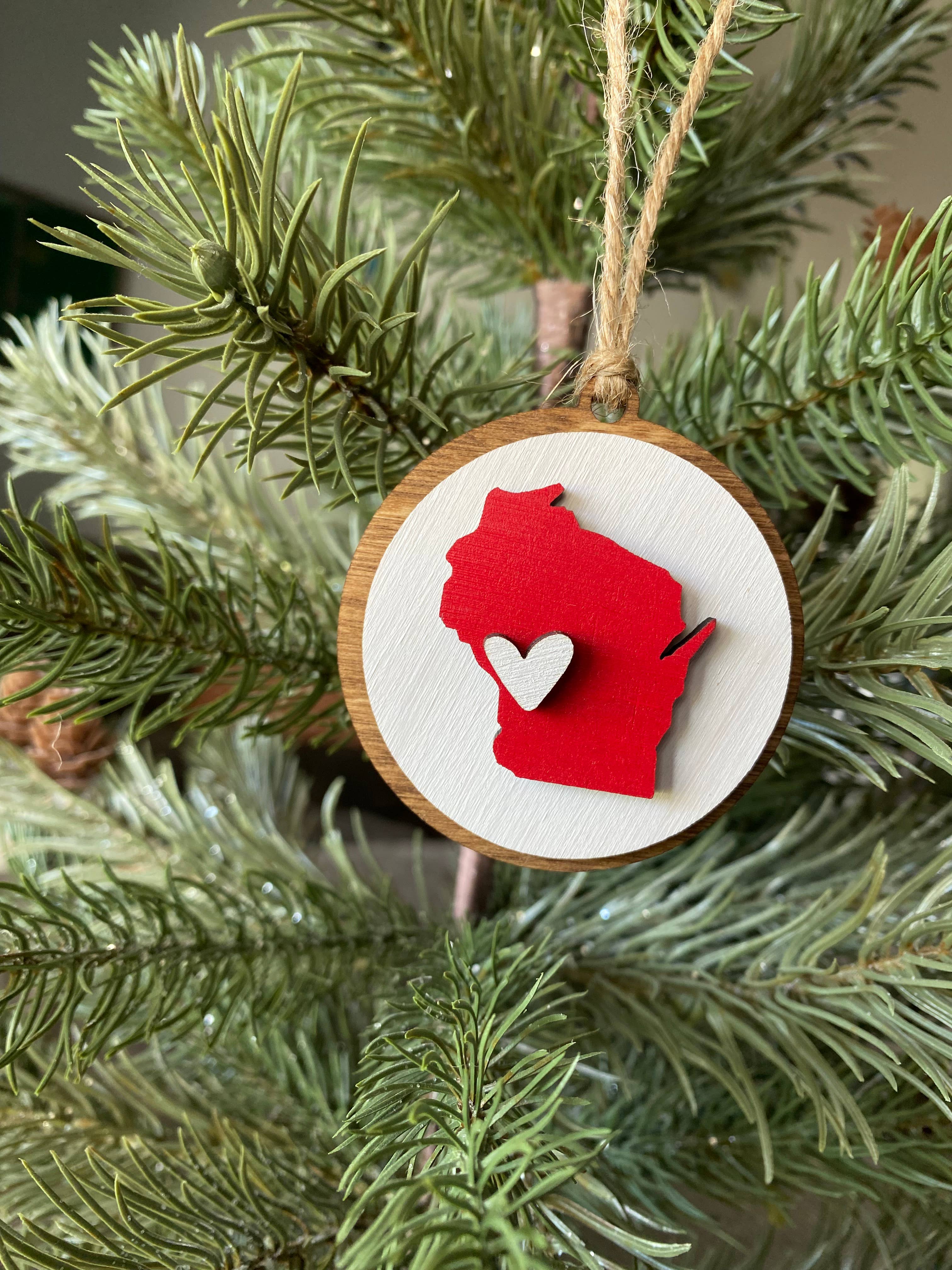 Novotny Designs - Wholesale Ornament Set - Handmade Wisconsin small round ornament with heart6