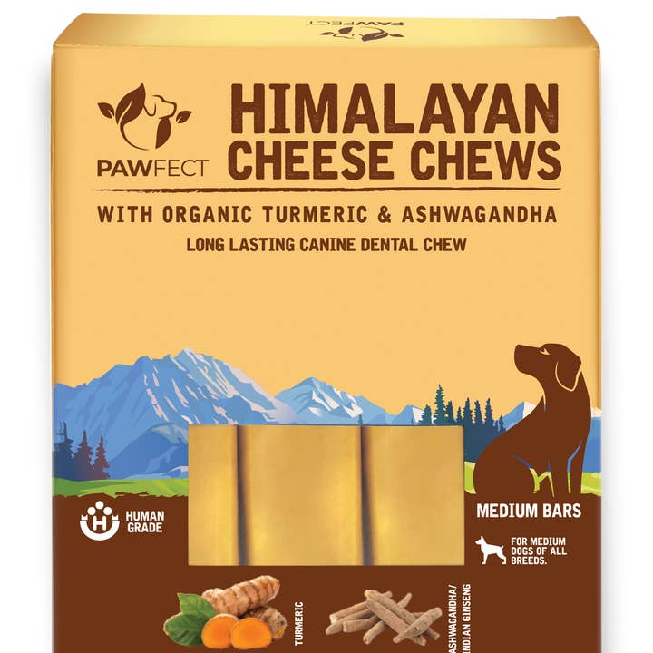 Pawfect Himalaya oste tyggepinde med gurkemeje og ashwagandha til hunde | 100 % naturlig dental snack | Renser tænder | Fjerner plak og tandsten | Kornfri | Langtidsholdbart tyggeprodukt | Pakke med 3 for engroshandel hos Pawfect Foods