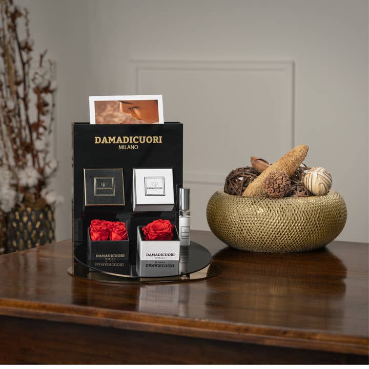 DAMADICUORI Milano - Wholesale Dried/Pressed Flowers - Set of real stabilized roses UNICA XL in white boxes4