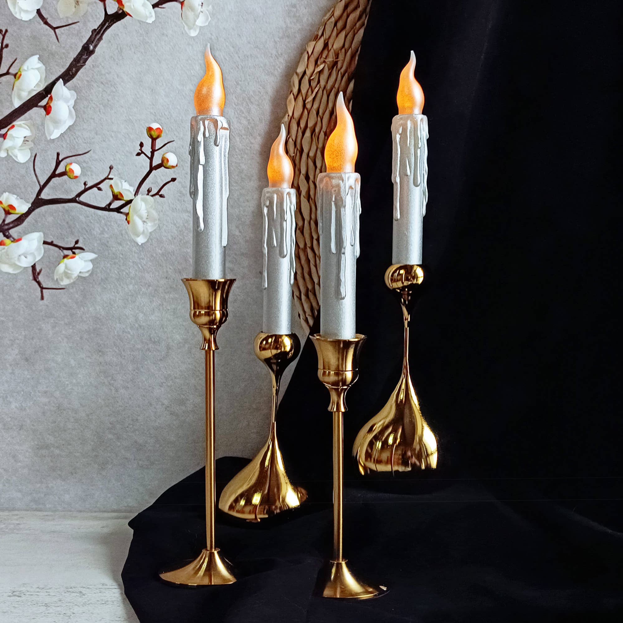 Candles Meta - Wholesale Flameless Candle - Silver Metallic Wax Dipped Battery Operated Taper Candle5