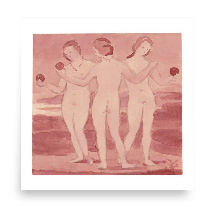 Three Graces Goddess Art - 16x16" kunstdruk voor wholesale door Michelle Farro Studio