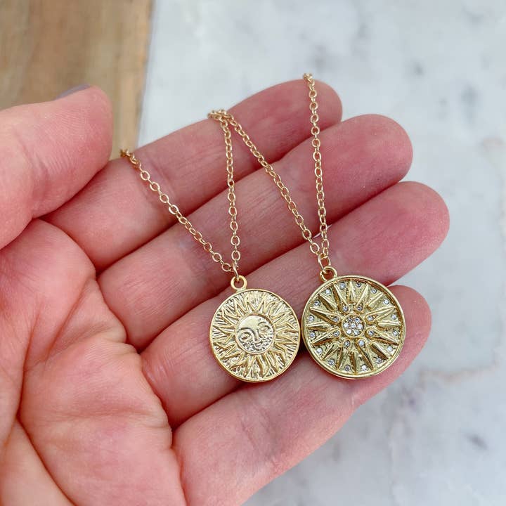 Wholesale Gold Sun Necklace, Sun Jewelry, Sun Charm, Sun Pendant