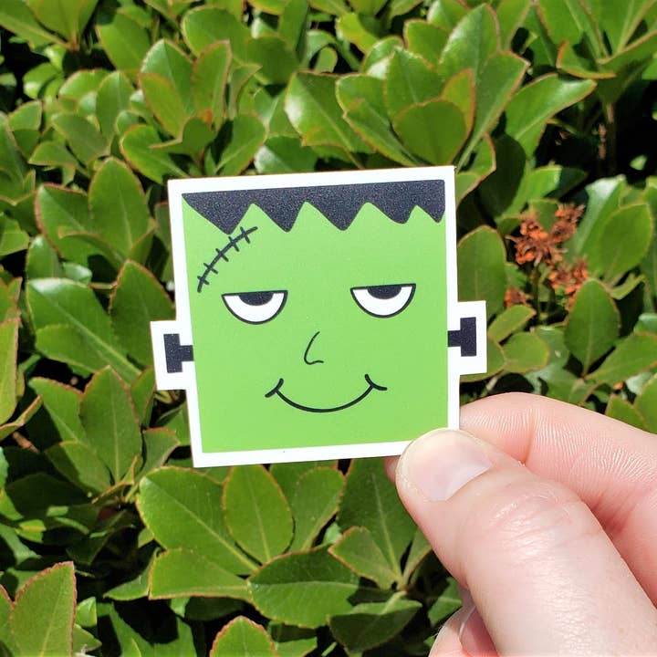 Frankenstein Cube Sticker for wholesale by Spare Room Design Co.