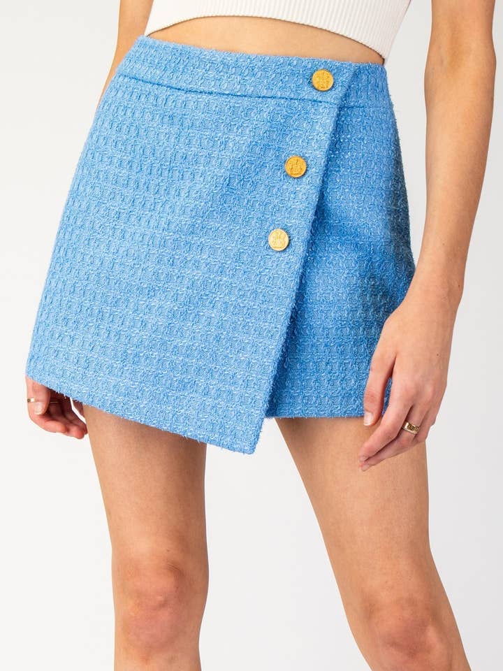 PL7880 - TWEED MINI SKORT voor wholesale door Peace Love Line