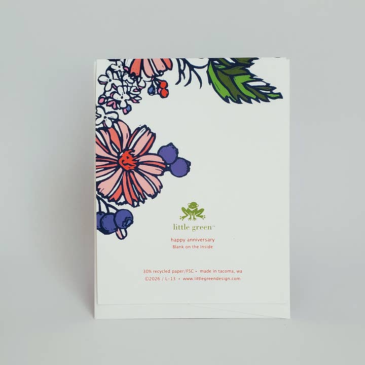 Little Green - Wholesale Graduation Card - NEW Happy Anniversary Floral Greeting Card1