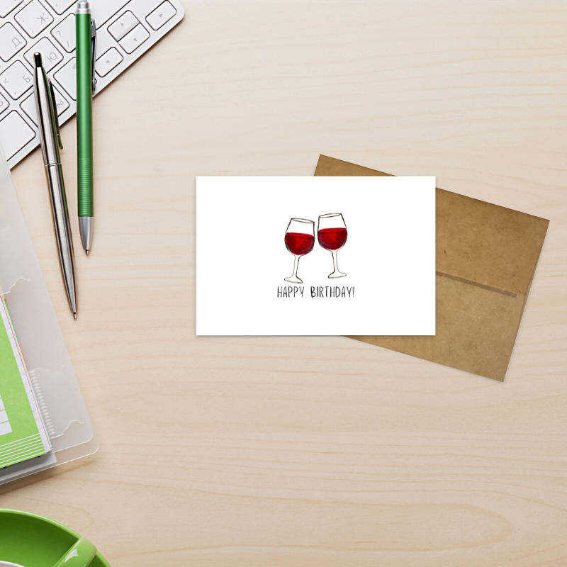 Kevin & Kaia - Wholesale Birthday Card - Happy Birthday Wine - Greeting Card2