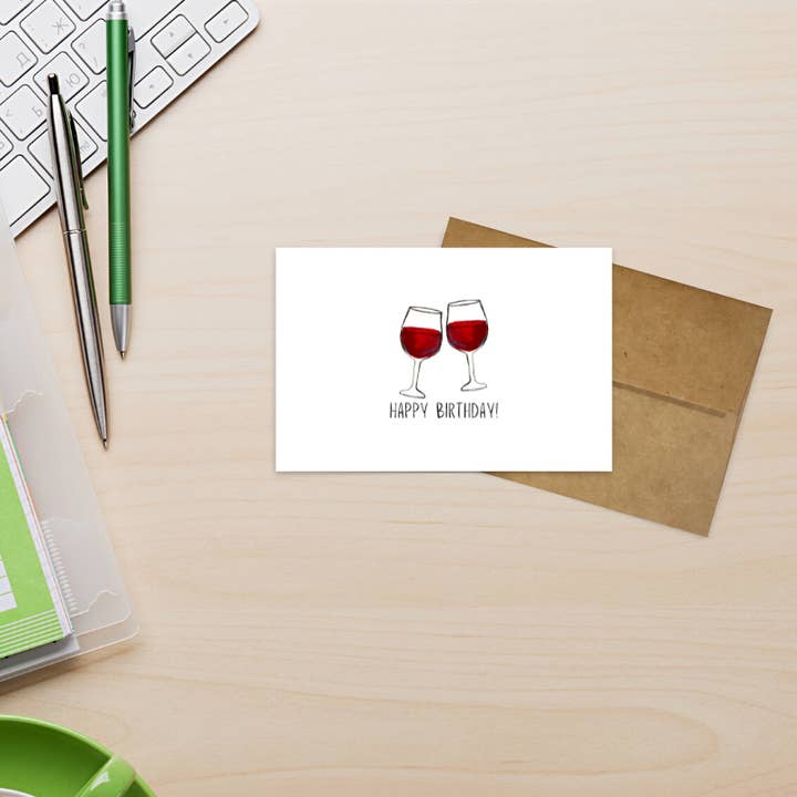Kevin & Kaia - Wholesale Birthday Card - Happy Birthday Wine - Greeting Card2
