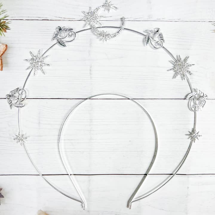 Happy Dream Gifts - Wholesale Feestmuts/hoed/kroon - Goddess Halo Crown, hoofdband met zilveren ster, kroon voor vogelliefhebbers