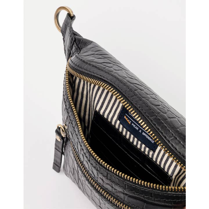 O My Bag - Vente Sac ceinture – femme - Sac banane en cuir Beck’s - Cuir croco noir
