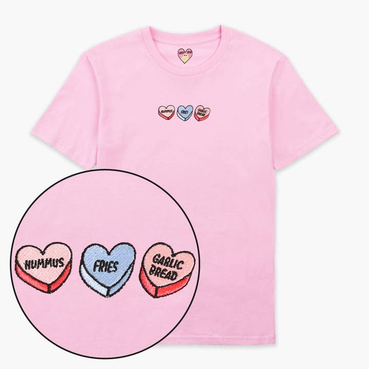 T-shirt Bordada com Corações de Amor (Unissexo) por atacado de SassySpud