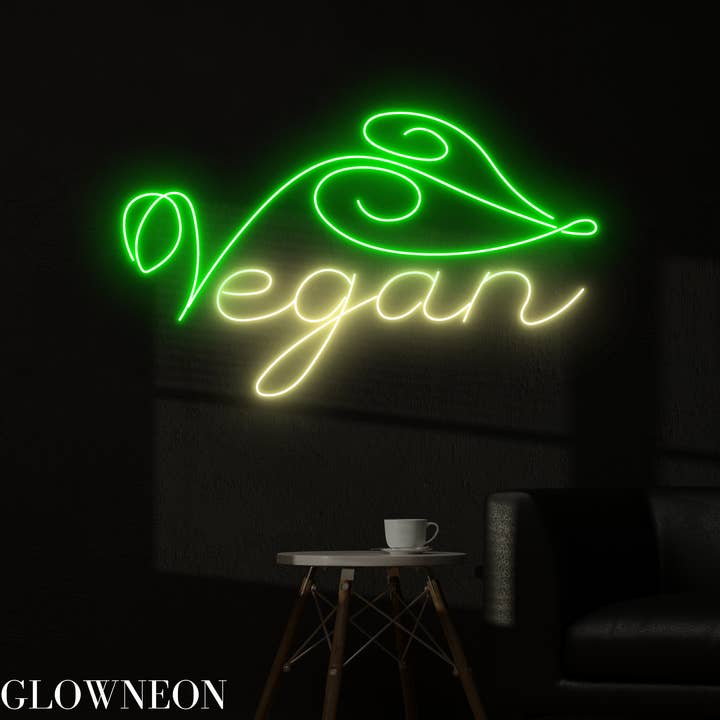 Vegansk neonskilt, vegetarisk ledskilt, vegansk restaurantindretning for engroshandel hos Glow Neon