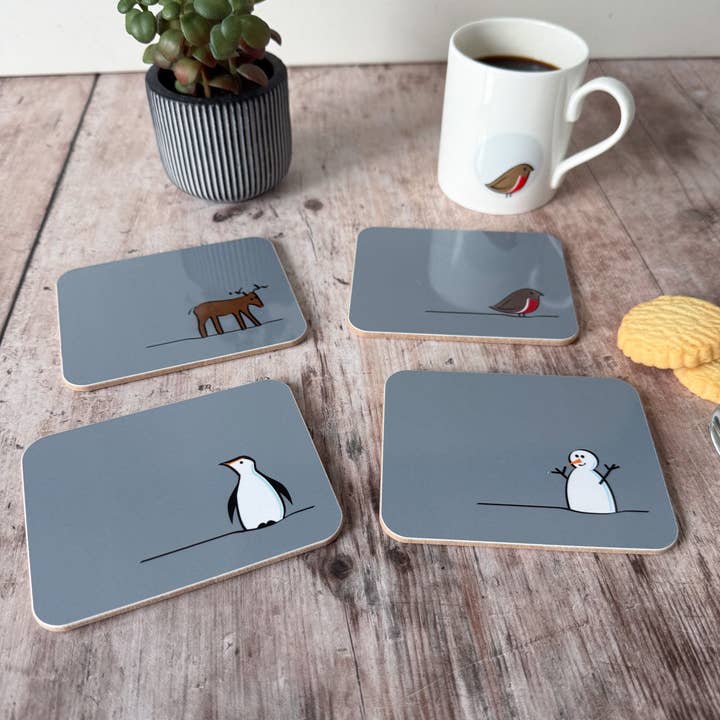 Jin Designs - Wholesale Coasters - Winter Collection Coasters, Mixed Set of Four1