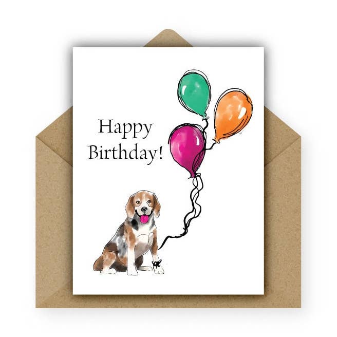 Beagle Birthday Card for wholesale by Dodeline Design