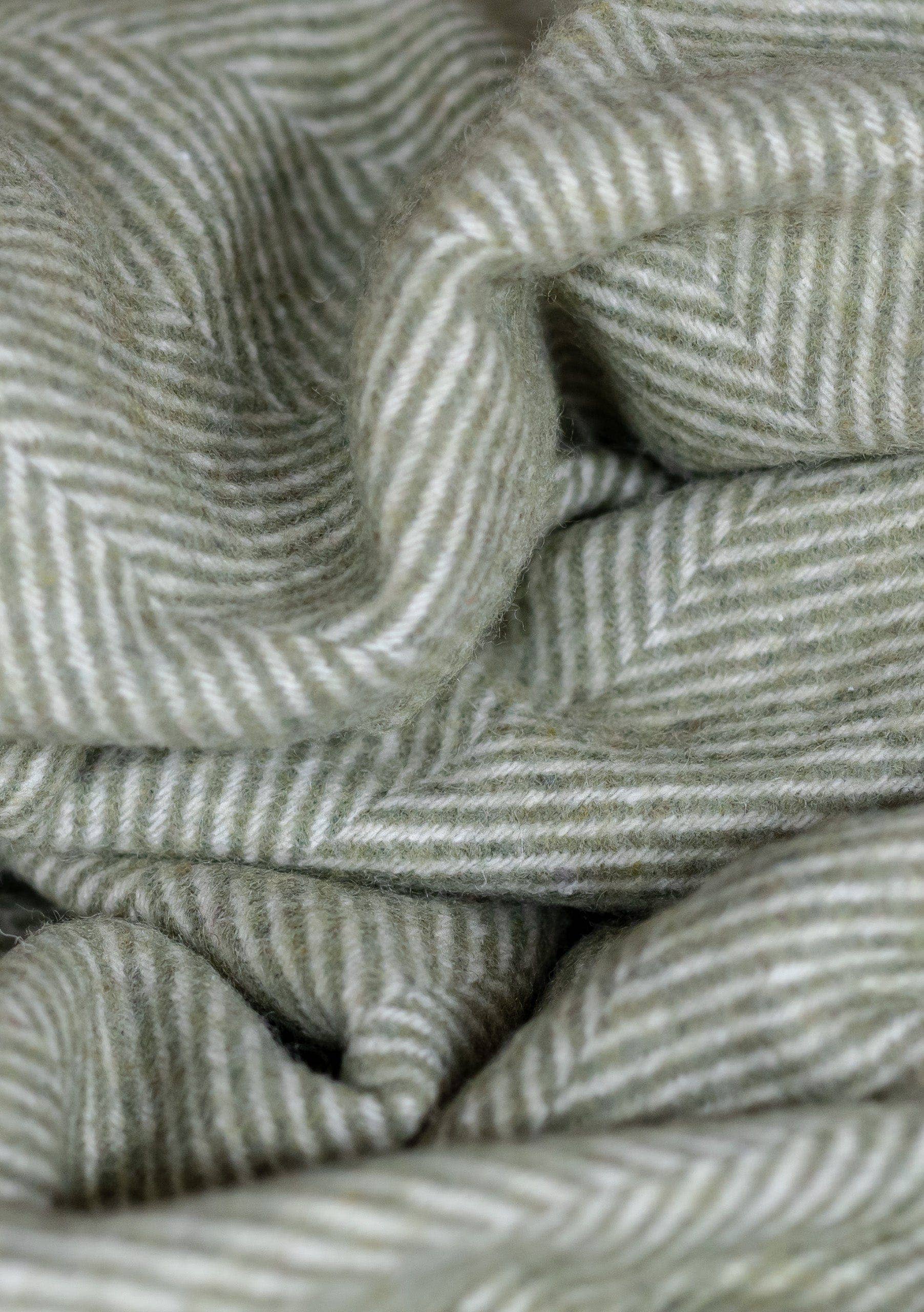 TBCo - Wholesale Throw Blanket - Recycled Wool Small Blanket in Olive Herringbone2