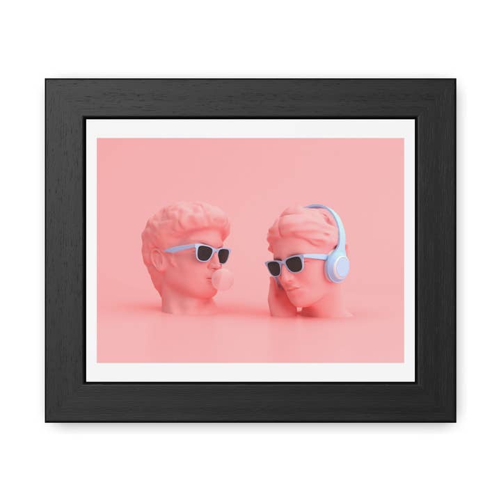 Popped - Trendy Framed Posters - Retro Vibes with Stylish Heads & Headphones for wholesale by Donkey Laserbeam