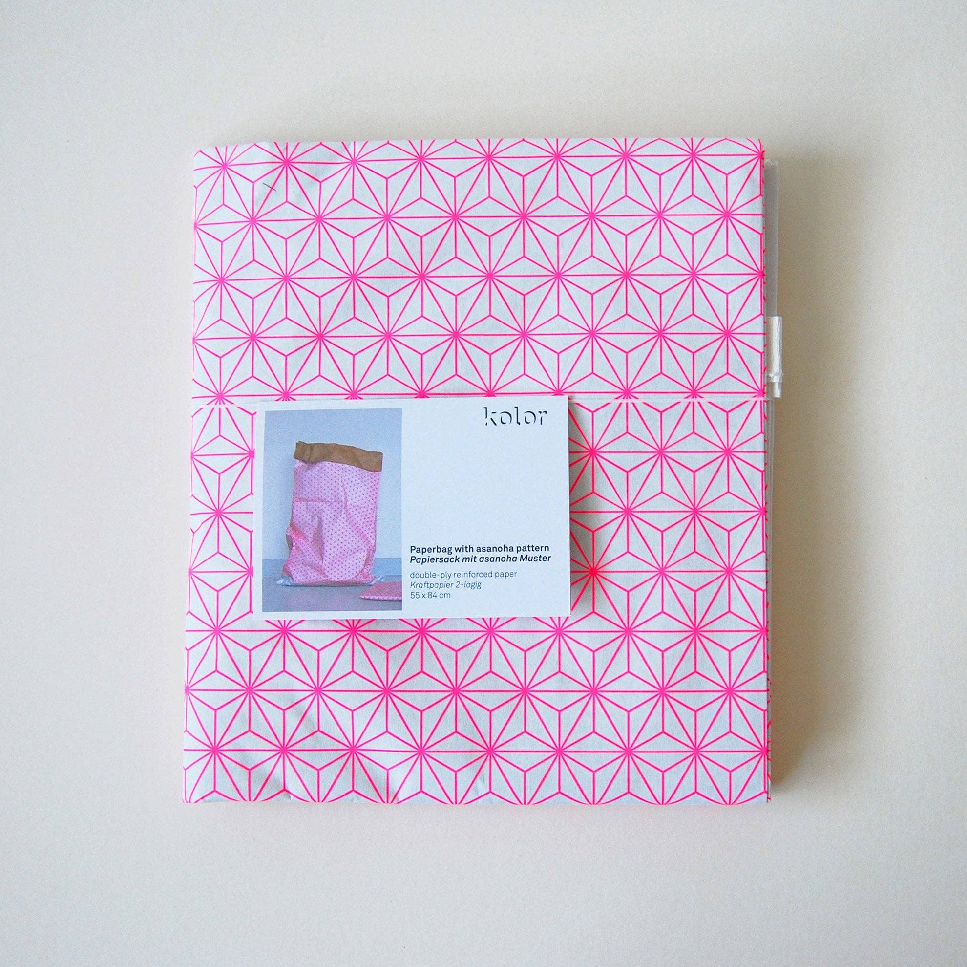 kolor - Wholesale Grocery/Shopping Bag - Papiersack asanoha muster pink / paper bag asanoha pattern / das ORIGINAL1