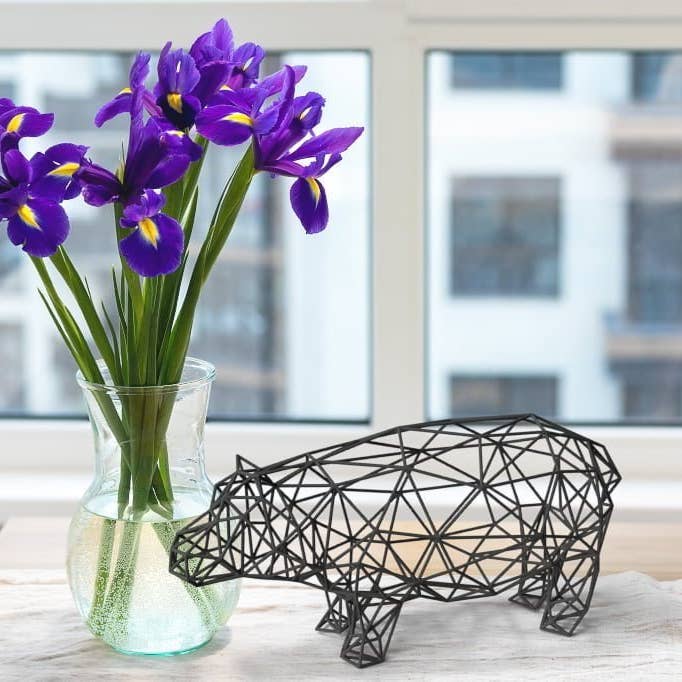 3DOfficeAT - Vendita all'ingrosso Scultura - Scultura Decorativa Ippopotamo Line Art 3D5