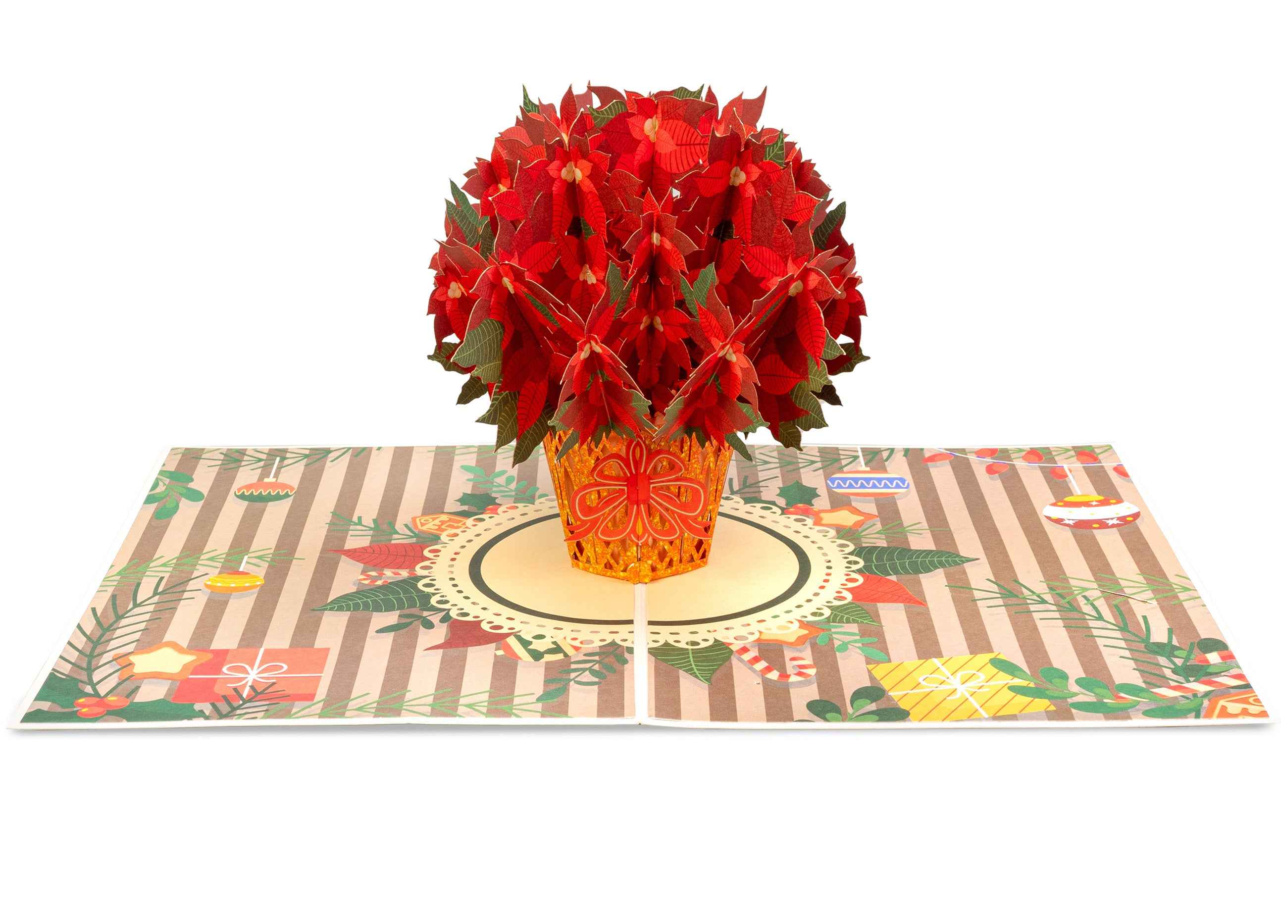 Paper Love - Wholesale Christmas Card - Poinsettias Plant Pop Up Card3