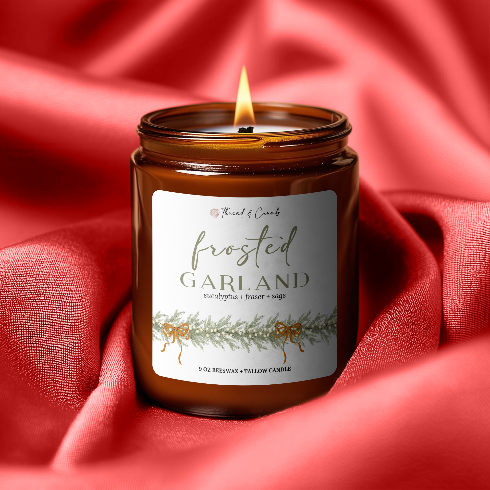 Thread & Crumb - Wholesale Pot/gevulde kaars - "Frosted Garland" Bijenwas + Talk Kaars | Feestdagen Kaars2