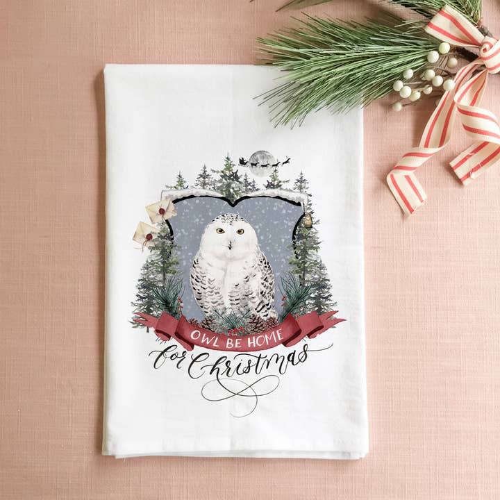 Cami Monet - Wholesale Tea Towel - Owl Be Home for Christmas Christmas Tea Towel0