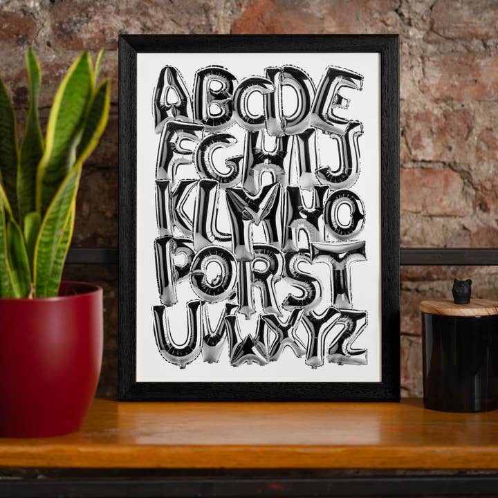 Folieballonnen Alfabet Educatief chroom zilver print voor wholesale door Ink & Drop