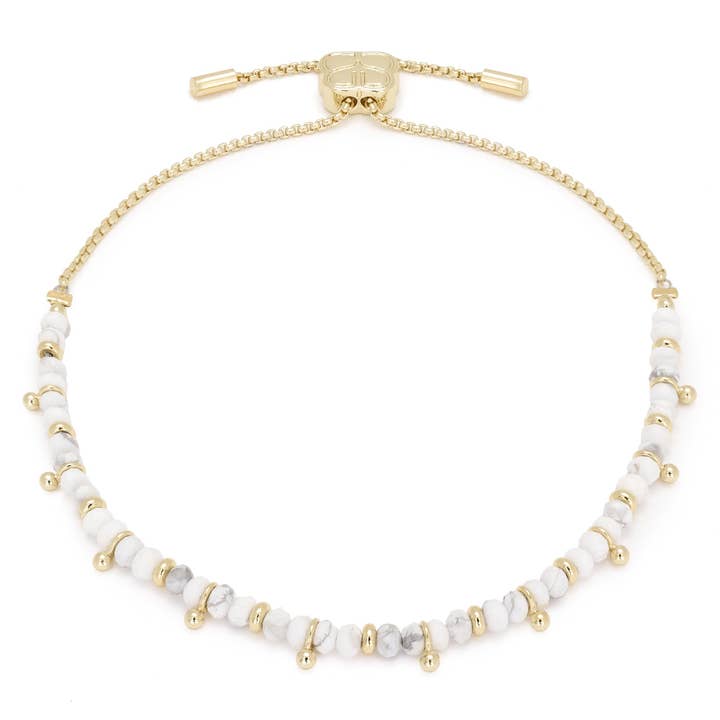 Harmony White Howlite gouden edelsteen armband voor wholesale door Boho Betty