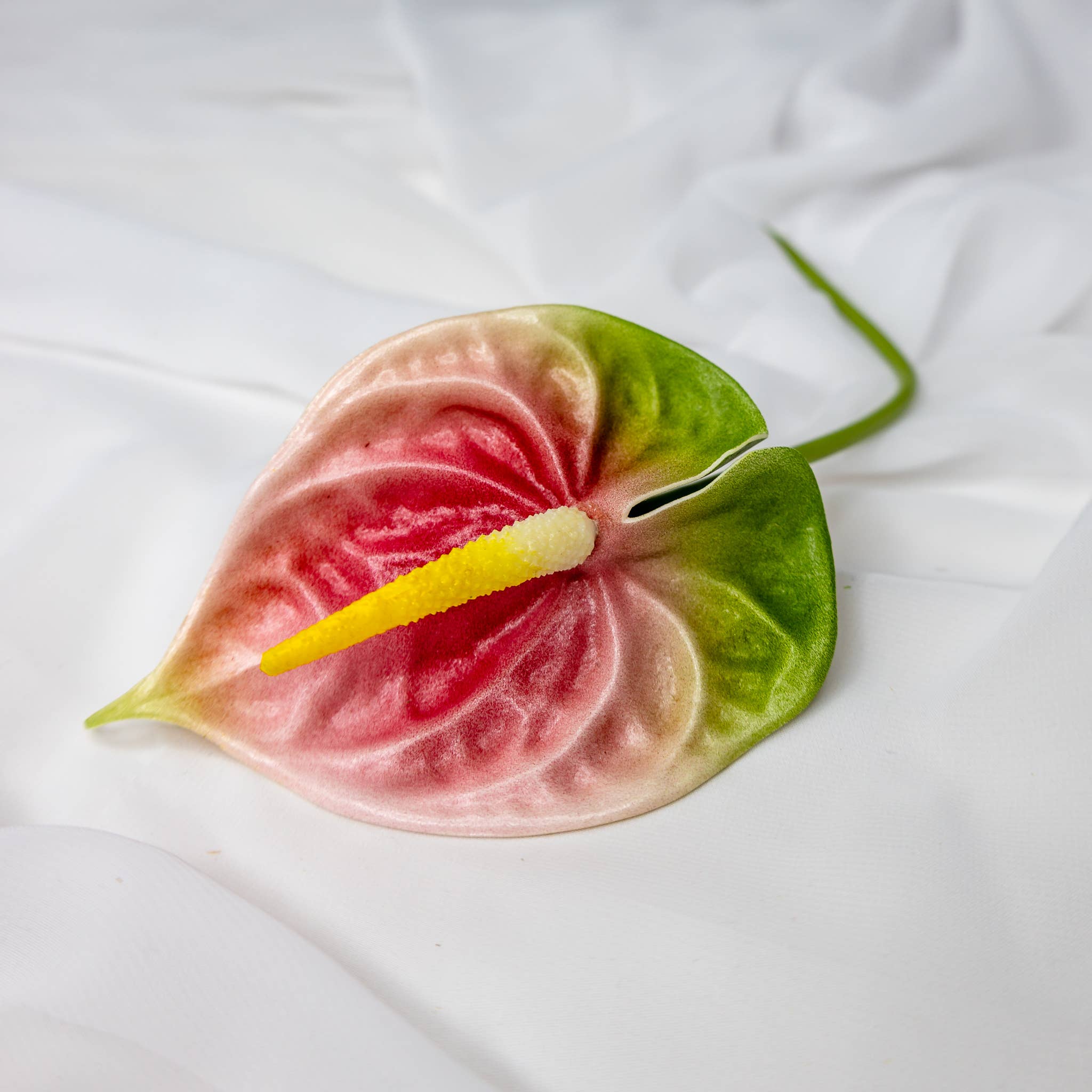 Realistic Artificial Flowers - Wholesale Artificial Flowers - Anthurium Small Pink/Green - Realistic Artificial2