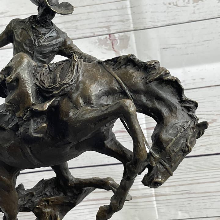 Bronzhaus - Vendita all'ingrosso Scultura - Bronco Buster Statuetta in bronzo 100% vero bronzo arte occidentale Remington7