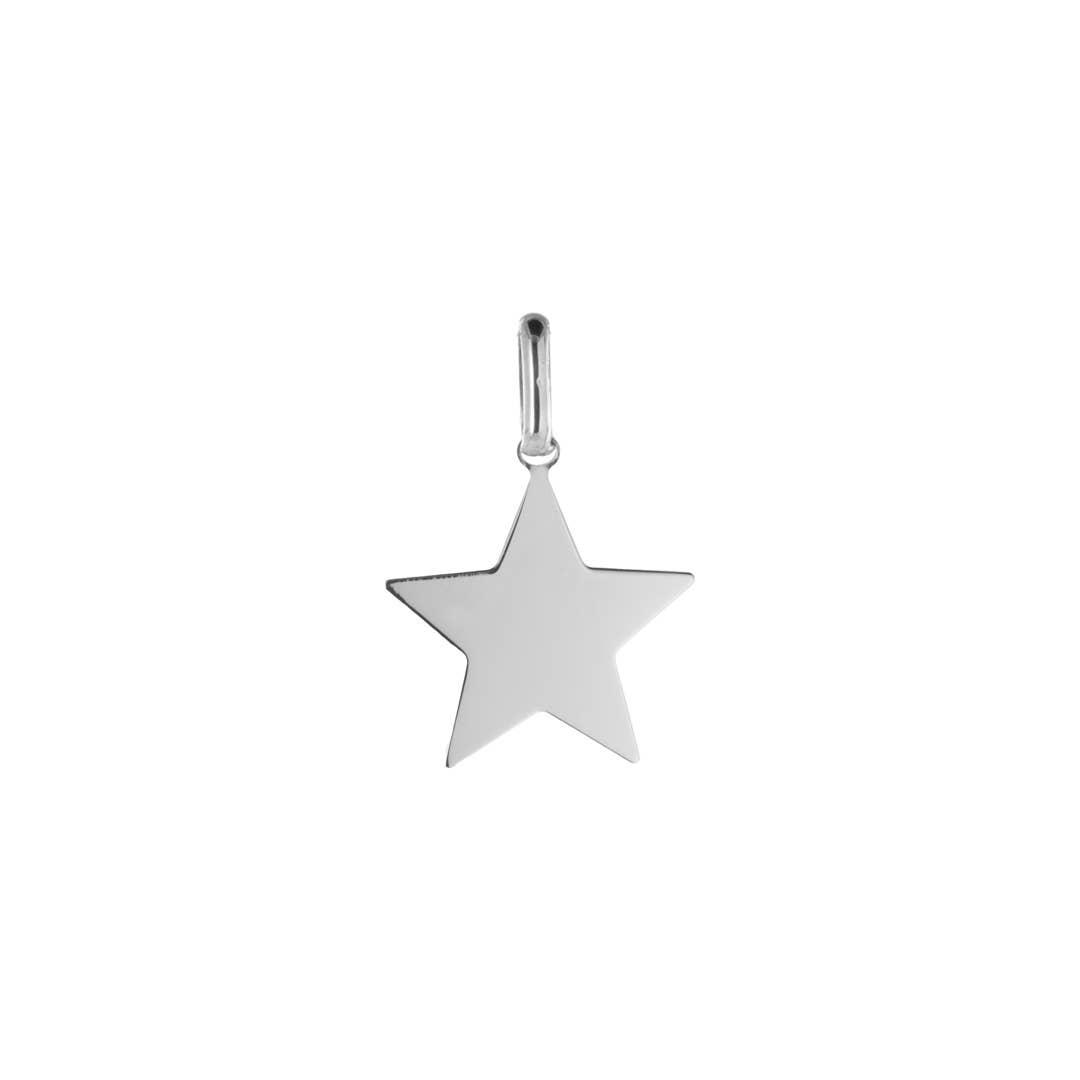 Bijoux Fabrication Française - Wholesale Individual Charm/Pendant - Engraving Star Medal - Smooth - Gold-Plated - Silver 925‰2