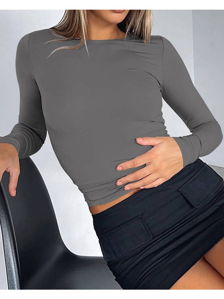 Sweetkama - Wholesale T-Shirt - Women's - Sweetkama Ladies Solid Color Long Sleeves Casual Tee26