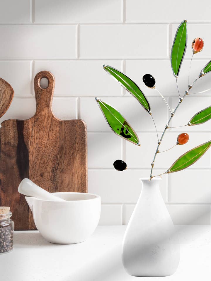 Stelo di ulivo in vetro per la vendita all'ingrosso da parte di Samara Designs Studio