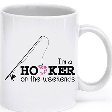 CustomHappy - Wholesale Coffee Mug - Funny Fishing Coffee Mug - I'm A Hooker On The Weekends - Fishing Coffee Cup - Fishing Gifts For Women - Fishing Mugs Funny