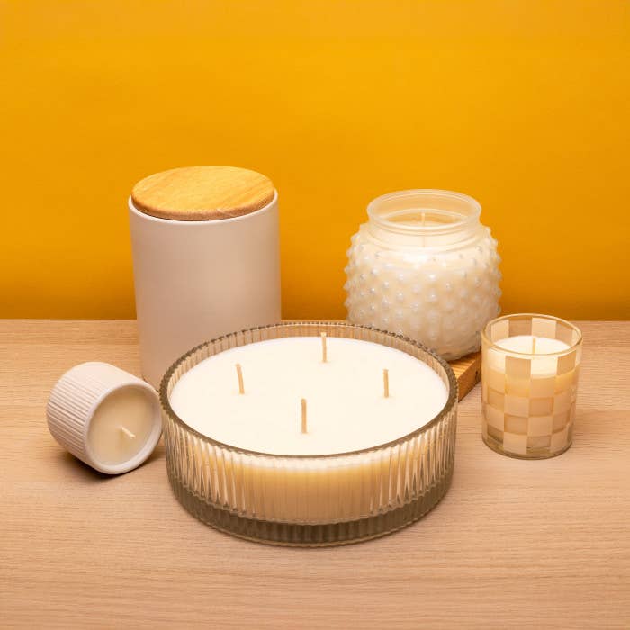 London Luxury Candle Supplies - Wholesale Candle Holder - Large Ribbed Glass Candle Bowl