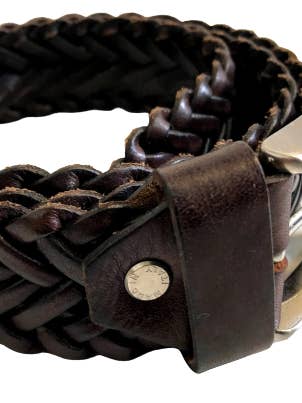 Vävt läderbälte Mörkbrun 3,5 cm för wholesale av Hommard