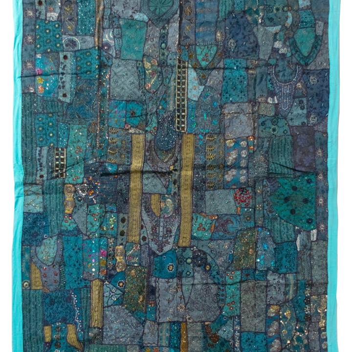 Vintage Addiction - Wholesale Quilt - One of A Kind Vintage Quilt/Bed Cover-Turquoise Trim2