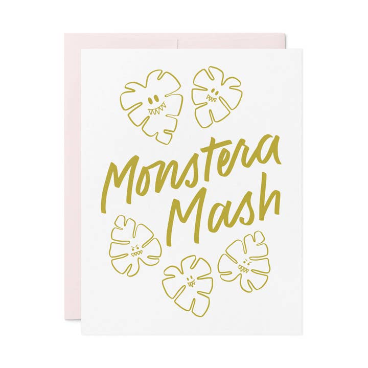 Monstera Mash Letterpress Card for wholesale by Friendly Fire Paper