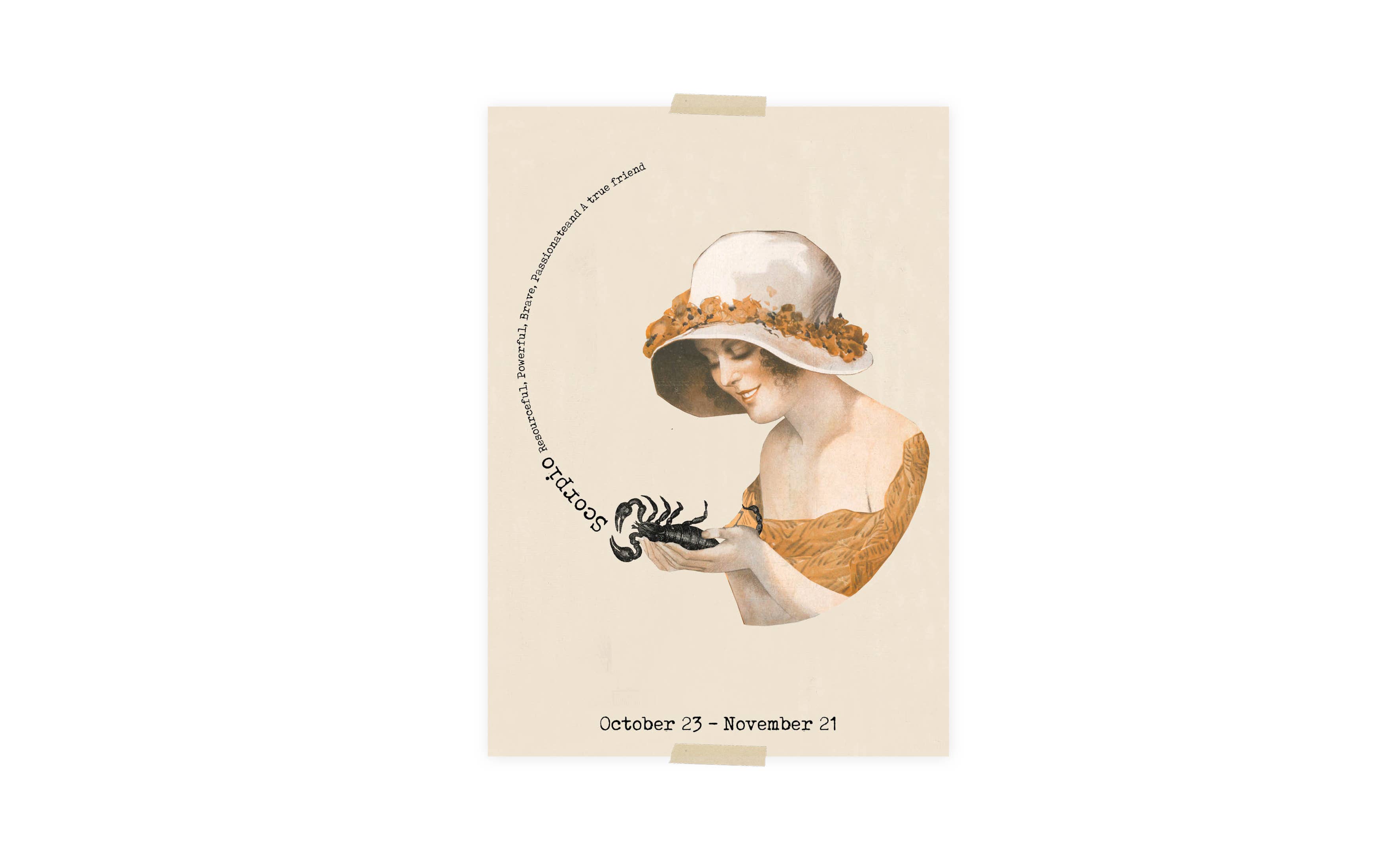 Lylies - Wholesale Ansichtkaart - Postcard collage sterrenbeeld Scorpio - Schorpioen