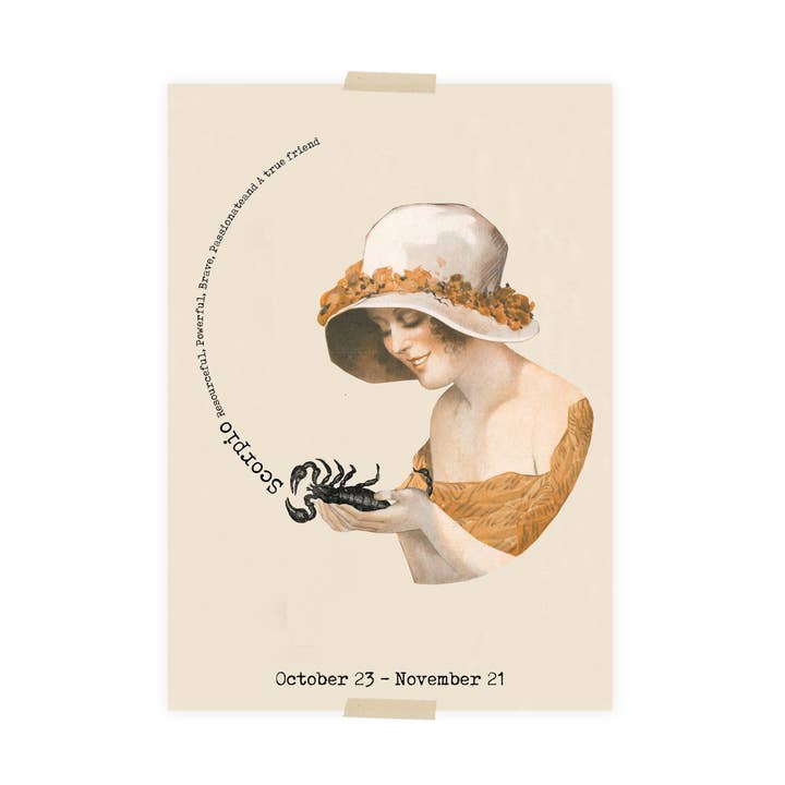 Lylies – Engroshandel Postkort – Postkort collage konstellation Scorpio - Scorpio0