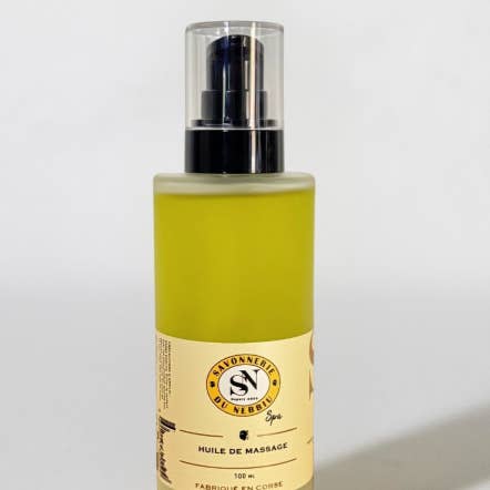 Huile de massage 100 ml, aux 4 huiles végétales pour la vente par La Savonnerie du Nebbiu