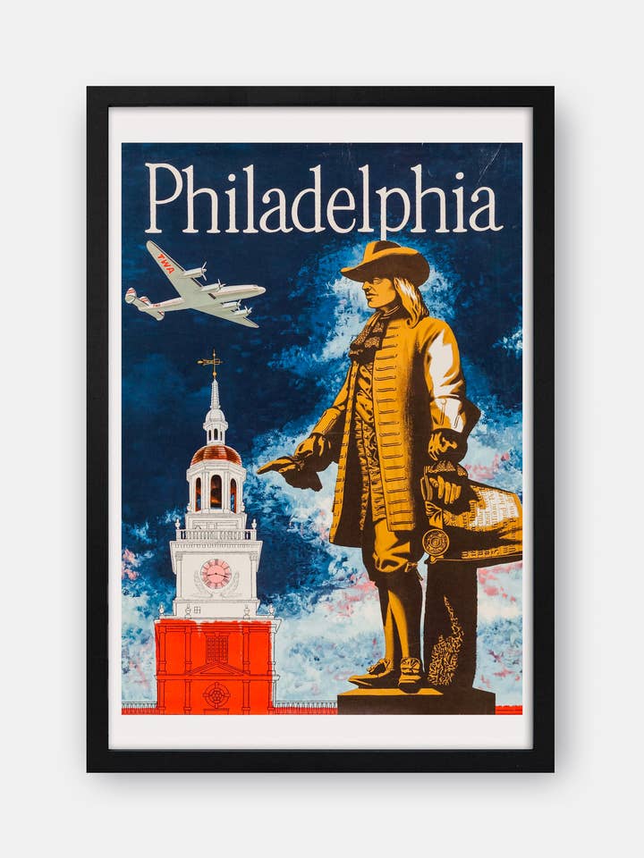 Philadelphia - Vintage rejseplakattryk for engroshandel hos The Curious Desk