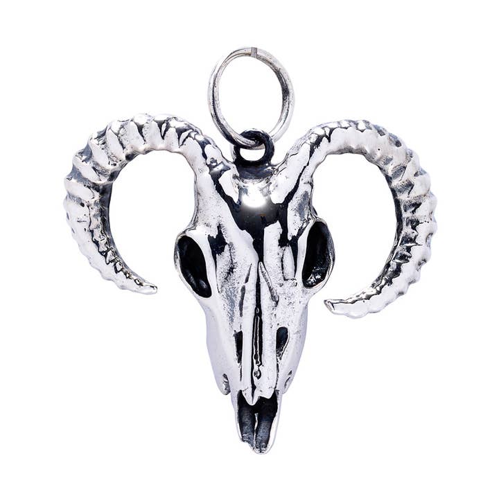 Grande Ciondolo a Forma di Teschio di Ariete Gotico in Argento per la vendita all'ingrosso da parte di Midhaven Ltd - Tribal Steel