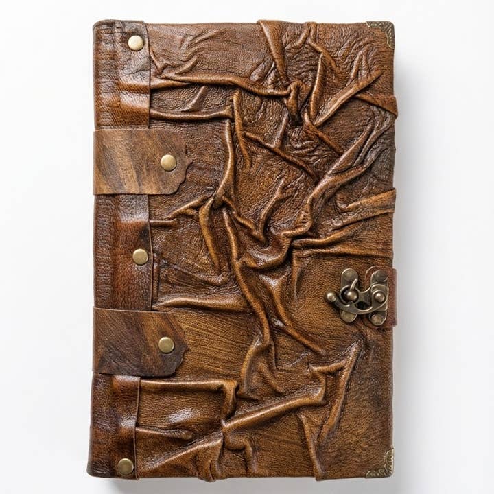 Faltenreiches handbemaltes Lederjournal für den Großhandel von ML Marcaleather