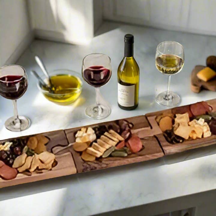 Kalmar Home - Wholesale Cheese Board - Interlocking Charcuterie Board/Wine Glass Holder