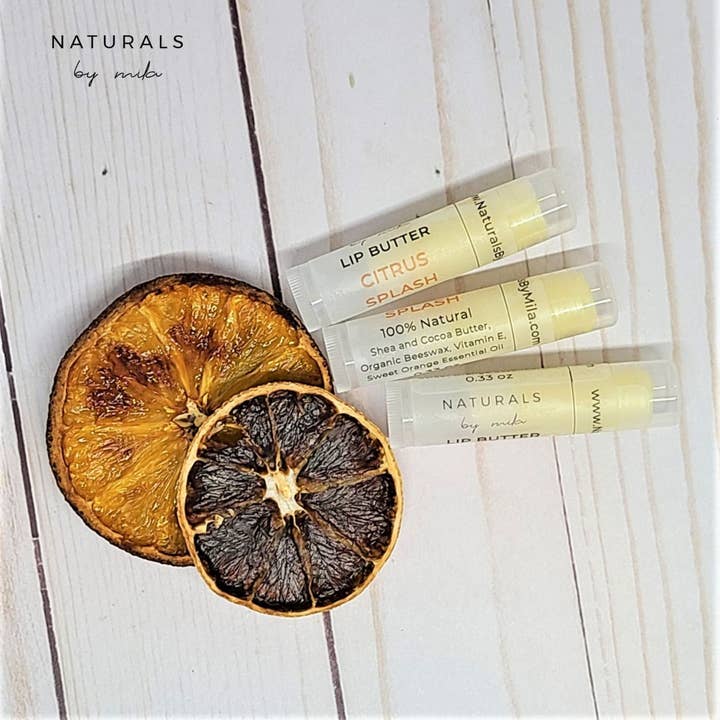 Handmade Organic Beeswax Citrus Splash Lip Butter for wholesale by Naturals by Mila