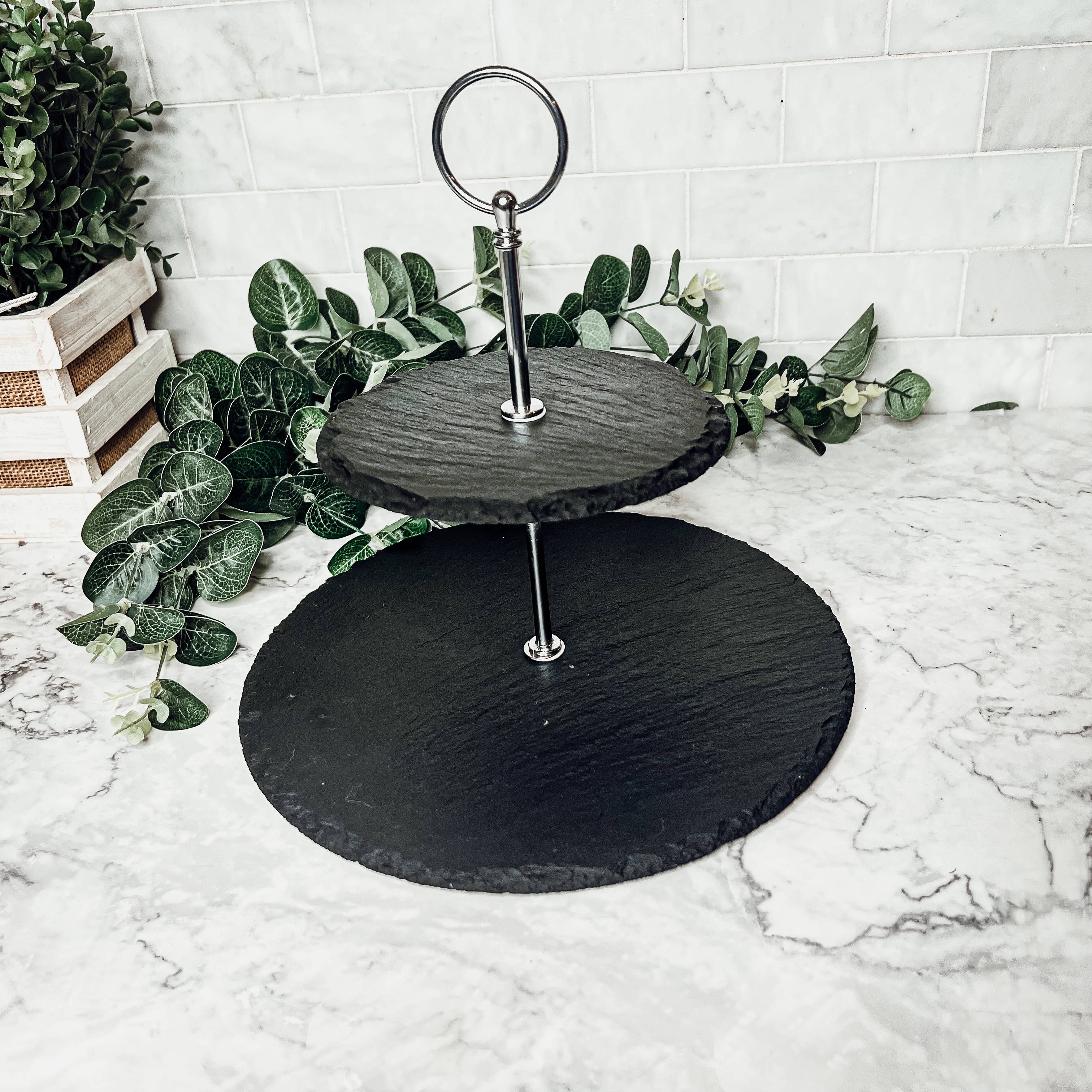 Gia Roma – wholesale Serving tray – Slate Tiered Trays with Handle, Natural Stoneware Handmade25