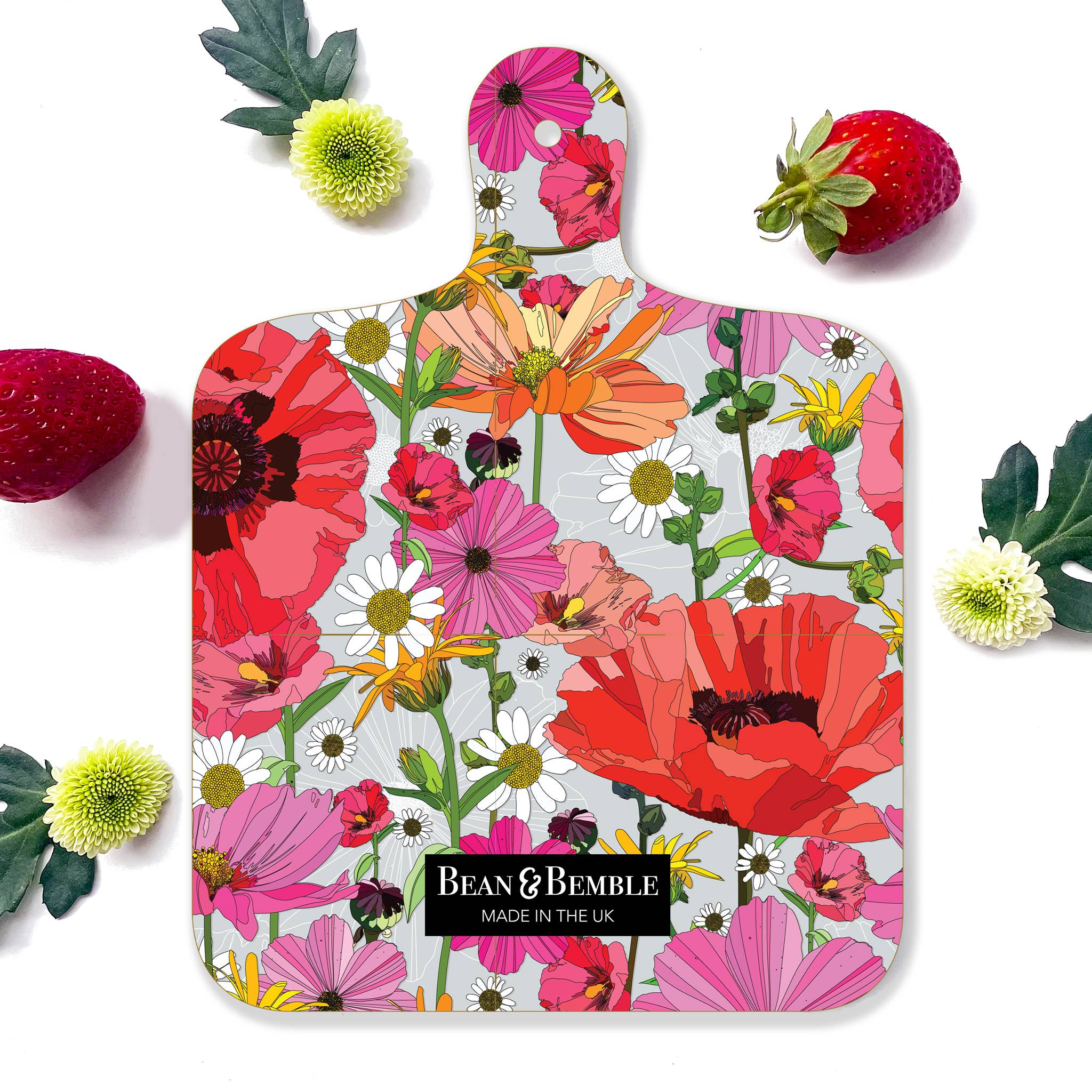 Bean and Bemble – wholesale Cheese board – Cheese Board Double Sided Melamine Mini Poppies Floral Print1
